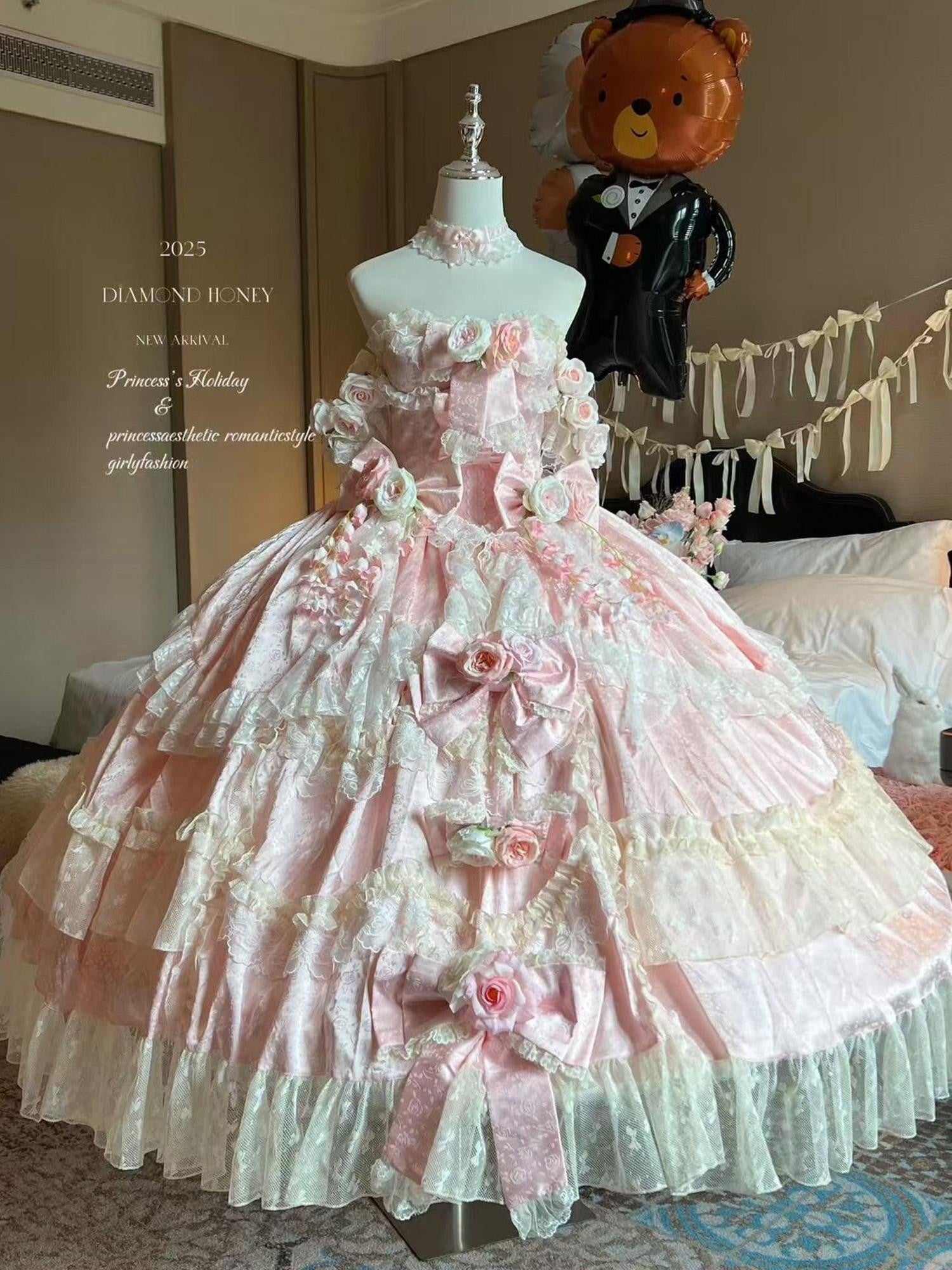 Diamond Sweetheart Floral Princess Long Bridal Women's Other Material Jsk / Jumper Skirts