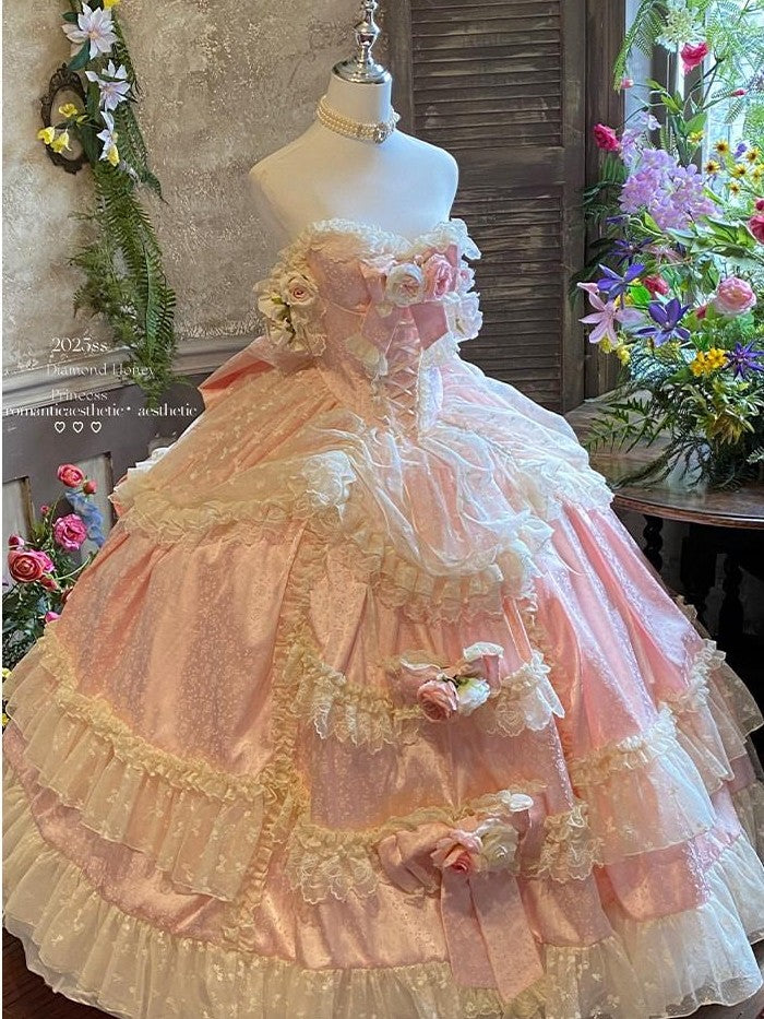 Diamond Sweetheart Floral Princess Long Bridal Women's Other Material Jsk / Jumper Skirts
