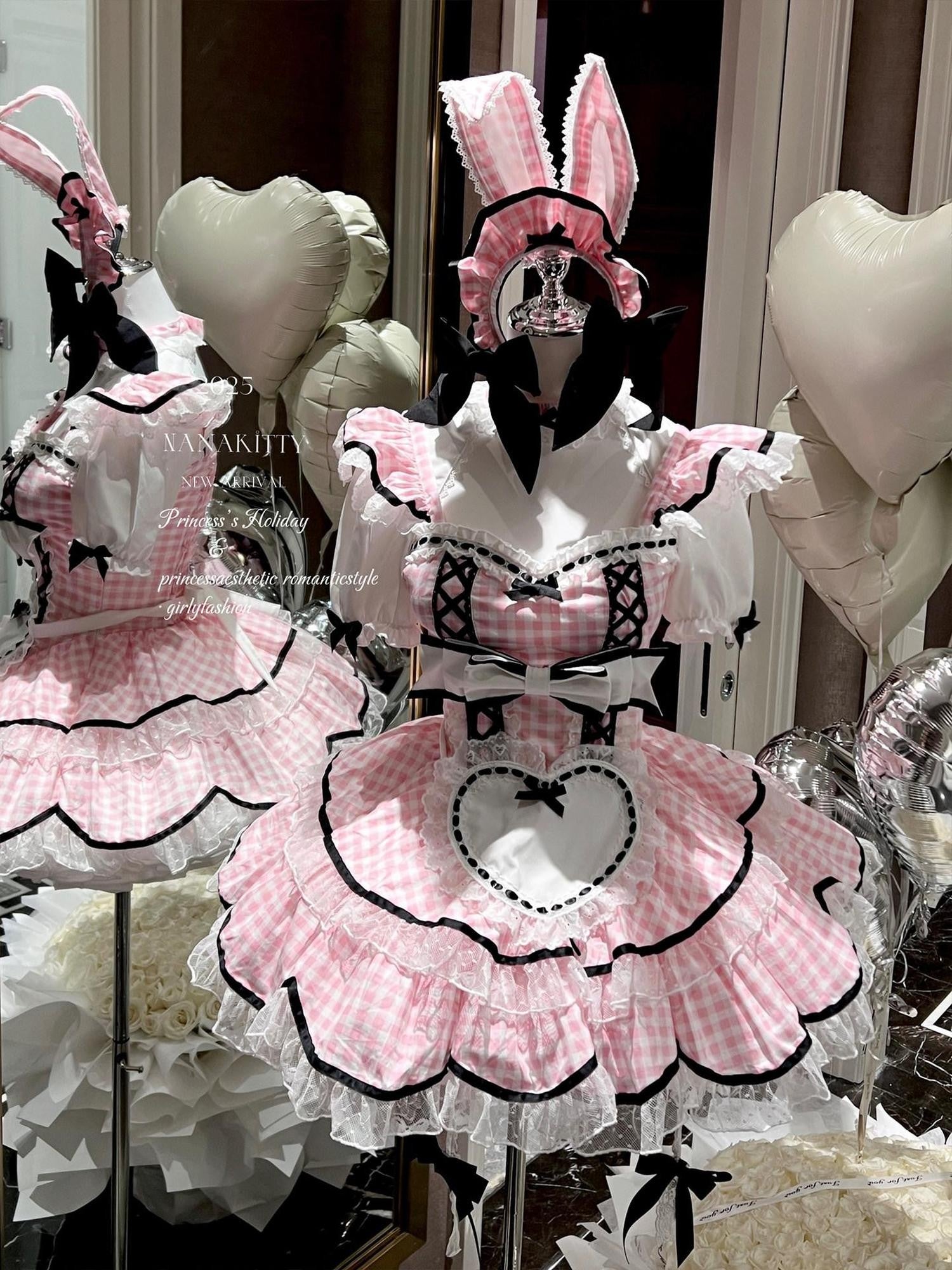 Diamond Sweetheart Girly Plaid Maid Apron Cute Sweet Women's Other Material Short Sleeve Op