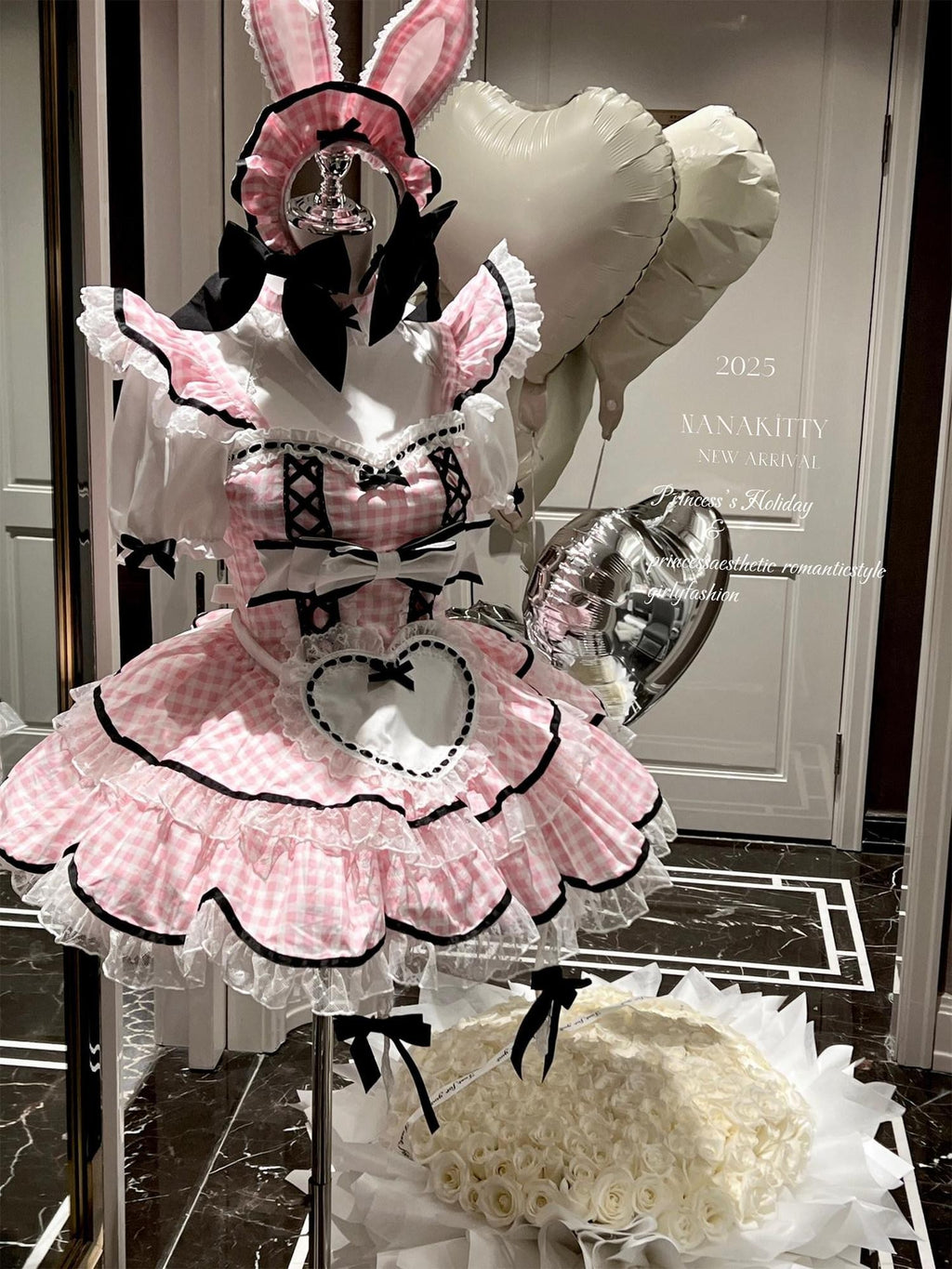 Diamond Sweetheart Girly Plaid Maid Apron Cute Sweet Women's Other Material Short Sleeve Op