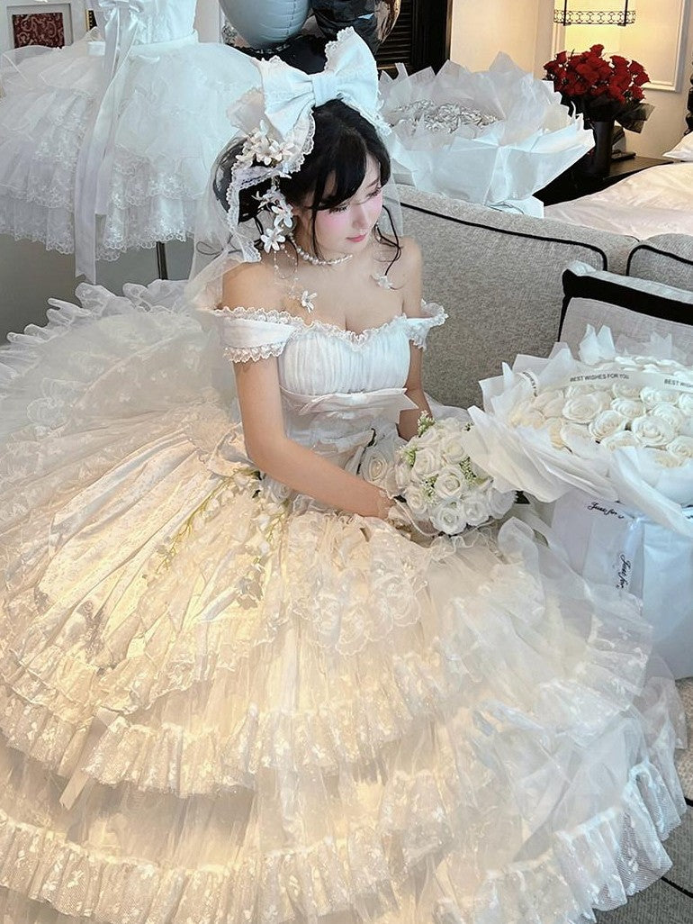 Diamond Sweetheart Heavy Floral Embroidery Tie Strapless Women's Other Material Jsk / Jumper Skirts