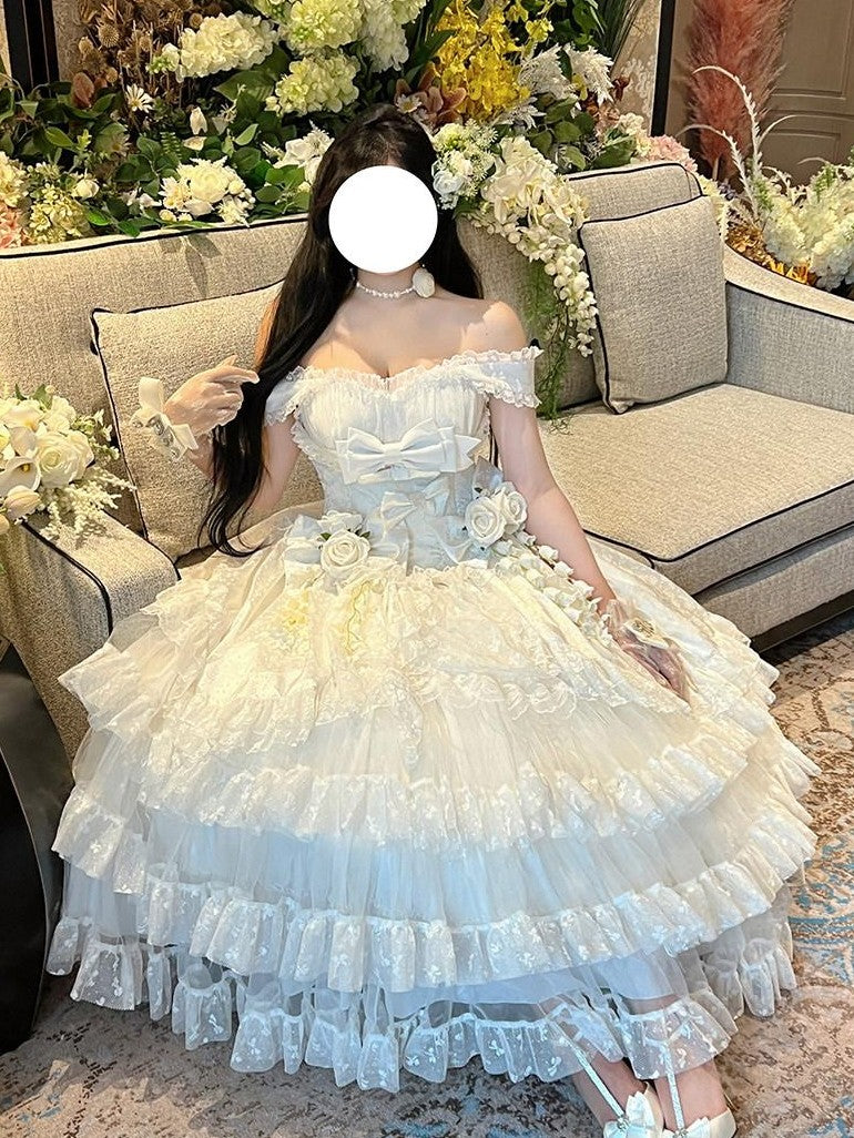 Diamond Sweetheart Heavy Floral Embroidery Tie Strapless Women's Other Material Jsk / Jumper Skirts