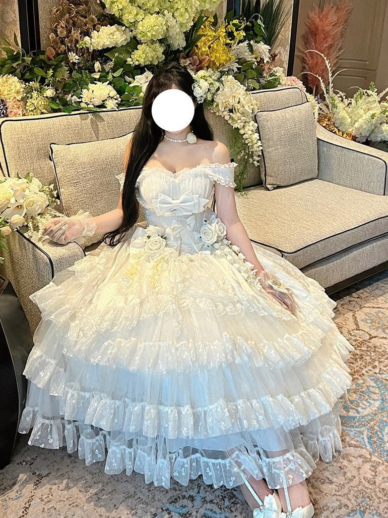 Diamond Sweetheart Heavy Floral Embroidery Tie Strapless Women's Other Material Jsk / Jumper Skirts