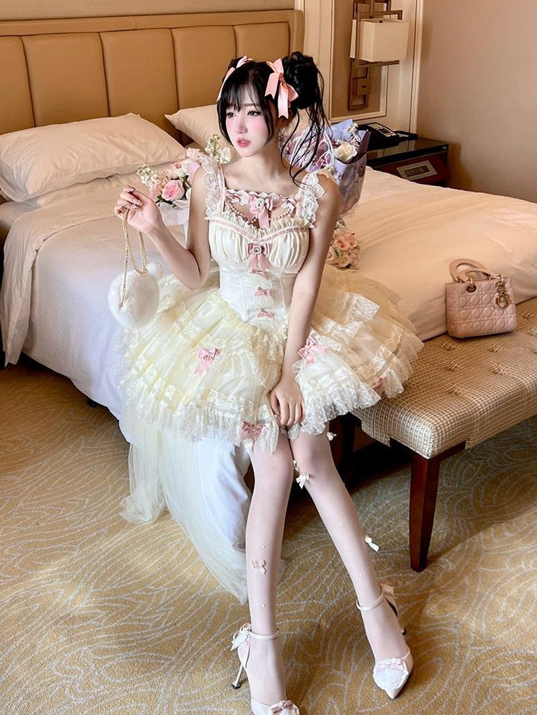 Diamond Sweetheart Jeweled Ballet Back Bow Princess Women's Jsk / Jumper Skirts