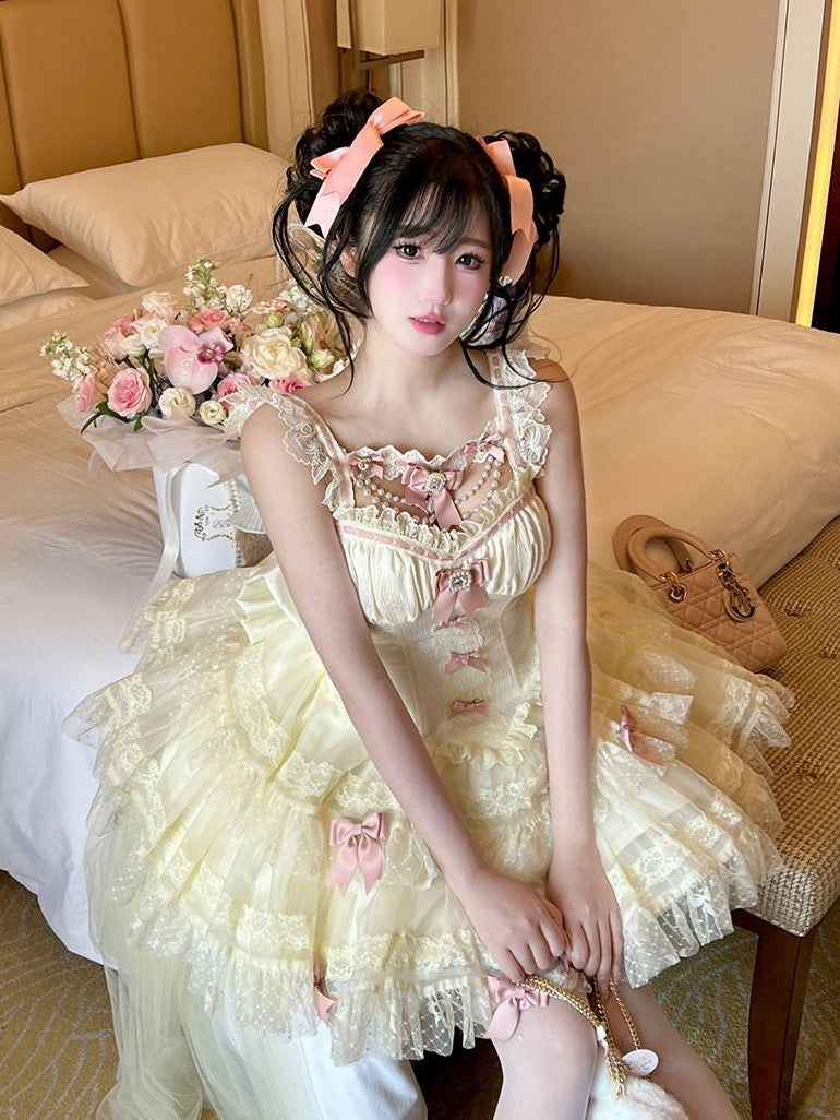 Diamond Sweetheart Jeweled Ballet Back Bow Princess Women's Jsk / Jumper Skirts