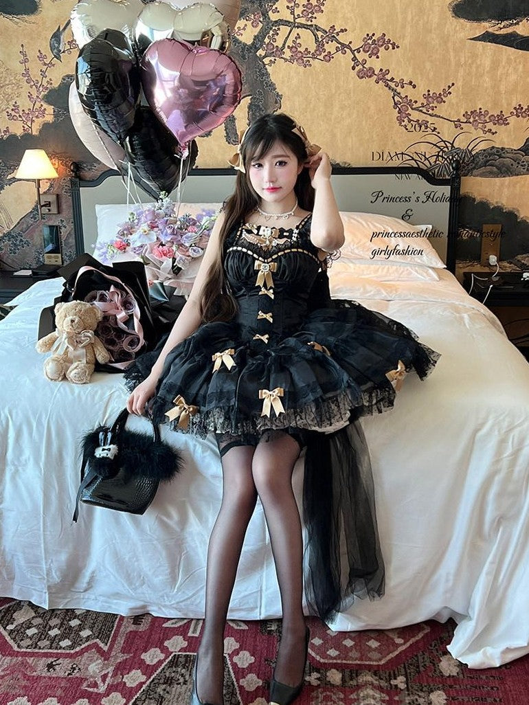 Diamond Sweetheart Jeweled Ballet Back Bow Princess Women's Jsk / Jumper Skirts
