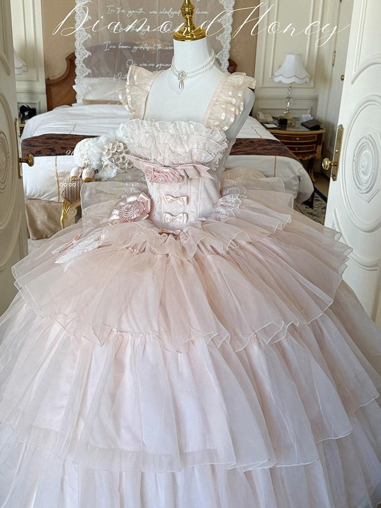 Diamond Sweetheart Light Floral Bridal Long Slimming Gentle Women's Jsk / Jumper Skirts
