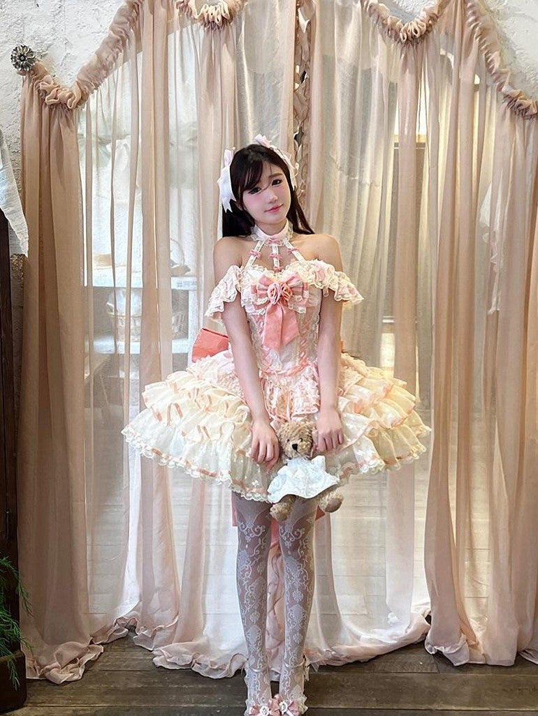 Diamond Sweetheart Mint Blush Heavy Rose Lace Romantic Princess Women's Jsk / Jumper Skirts