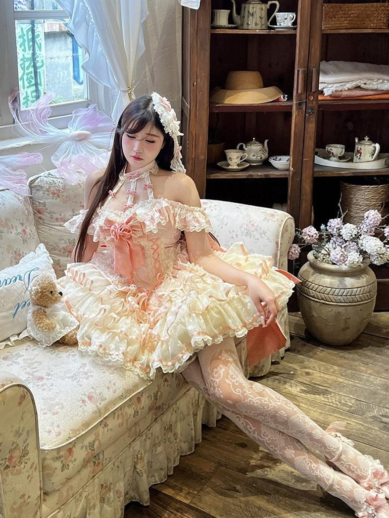 Diamond Sweetheart Mint Blush Heavy Rose Lace Romantic Princess Women's Jsk / Jumper Skirts