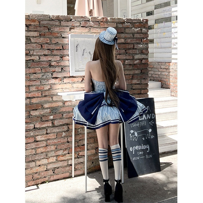 Diamond_Sweetheart_Nautical_Striped_Halter_Neck_Back_Bow_Women's_Polyester_Jsk_/_Jumper_Skirts_957855952527_MISSTT