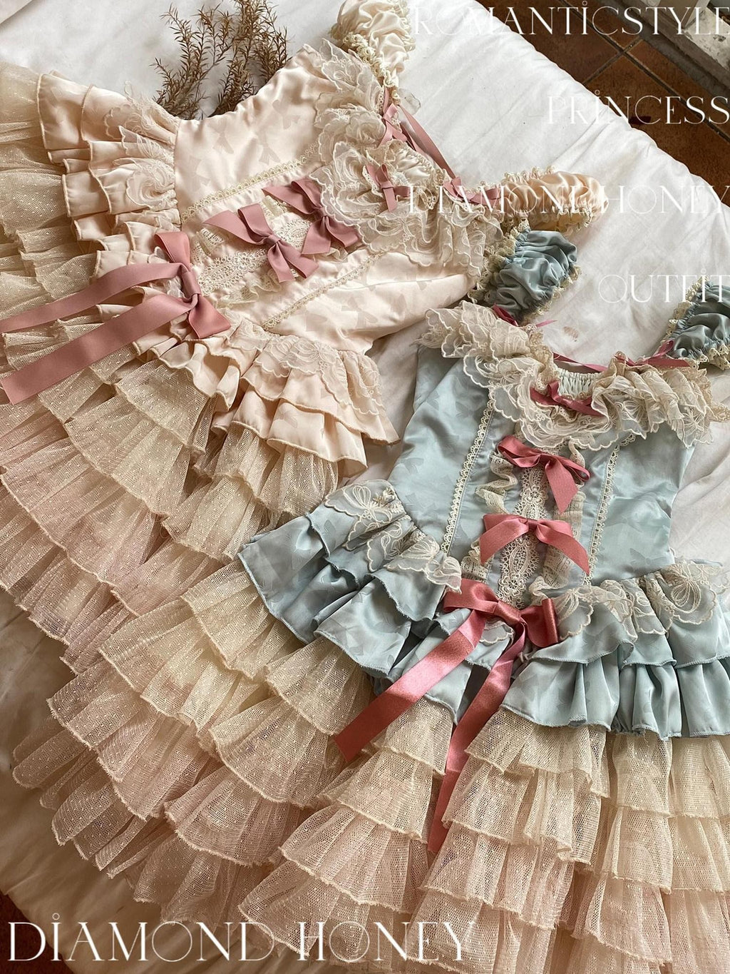 Diamond Sweetheart Pink Doll Bow Trim Ballet Romantic Women's Jsk / Jumper Skirts