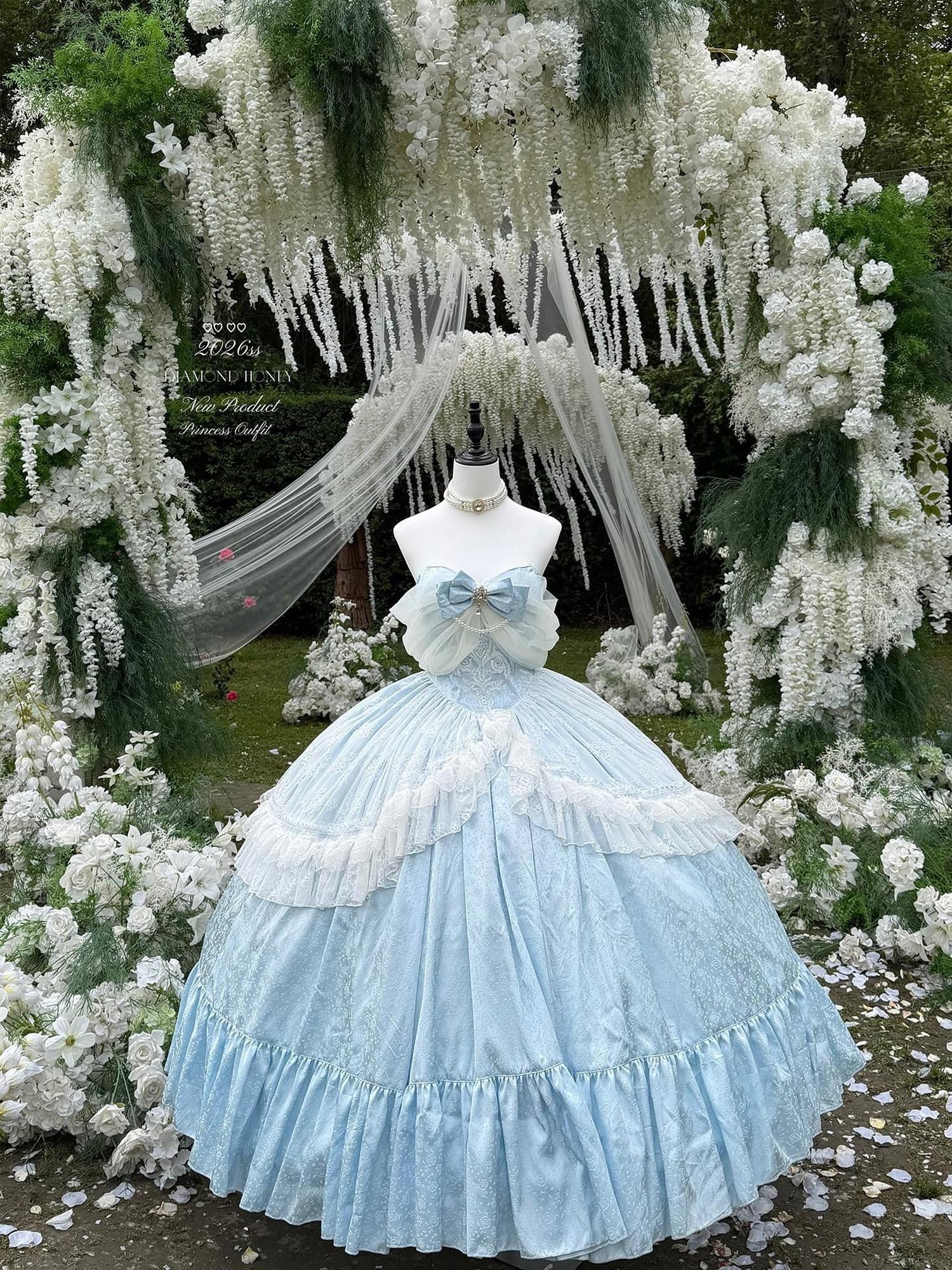 Diamond Sweetheart Princess Floral Bridal Wedding Gown Women's Jsk / Jumper Skirts