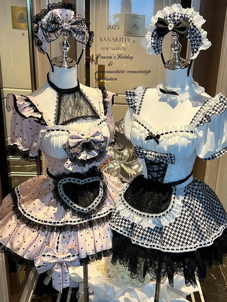 Diamond Sweetheart Pure Desire Maid Apron Headpiece Veil Women's Short Sleeve Op
