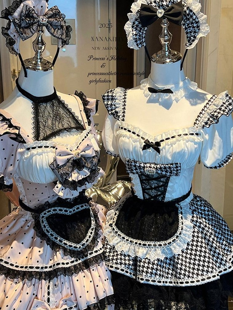 Diamond Sweetheart Pure Desire Maid Apron Headpiece Veil Women's Short Sleeve Op