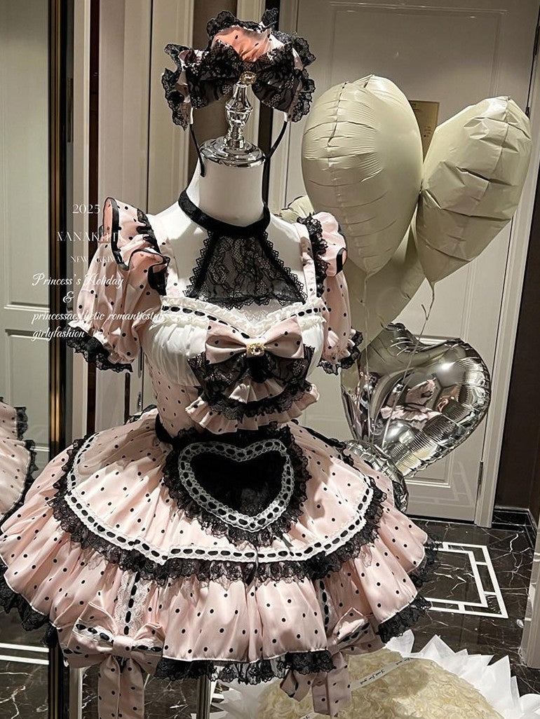 Diamond Sweetheart Pure Desire Maid Apron Headpiece Veil Women's Short Sleeve Op