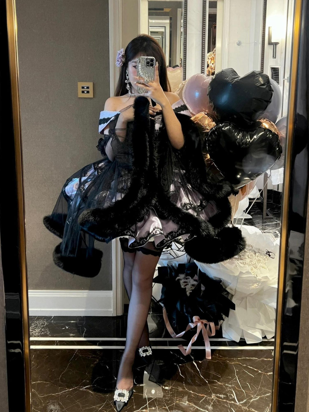 Diamond Sweetheart Purple Romantic Bow Train Women's Lace Op / One Piece Dresses