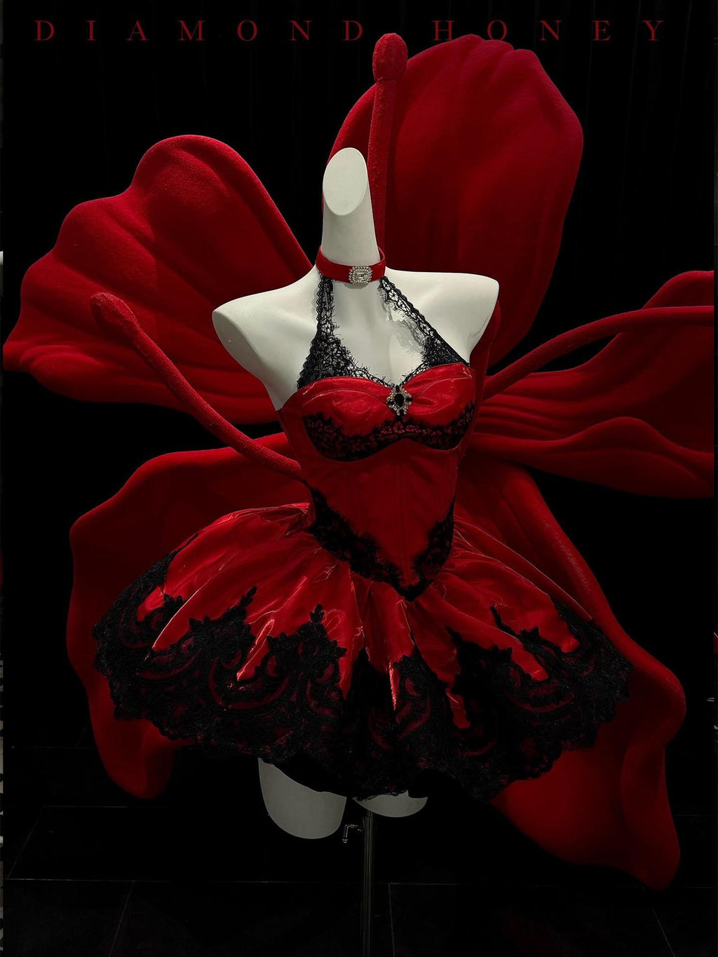 Diamond Sweetheart Red Lace Cat Embroidery Ballet Women's Other Fabric Jsk / Jumper Skirts