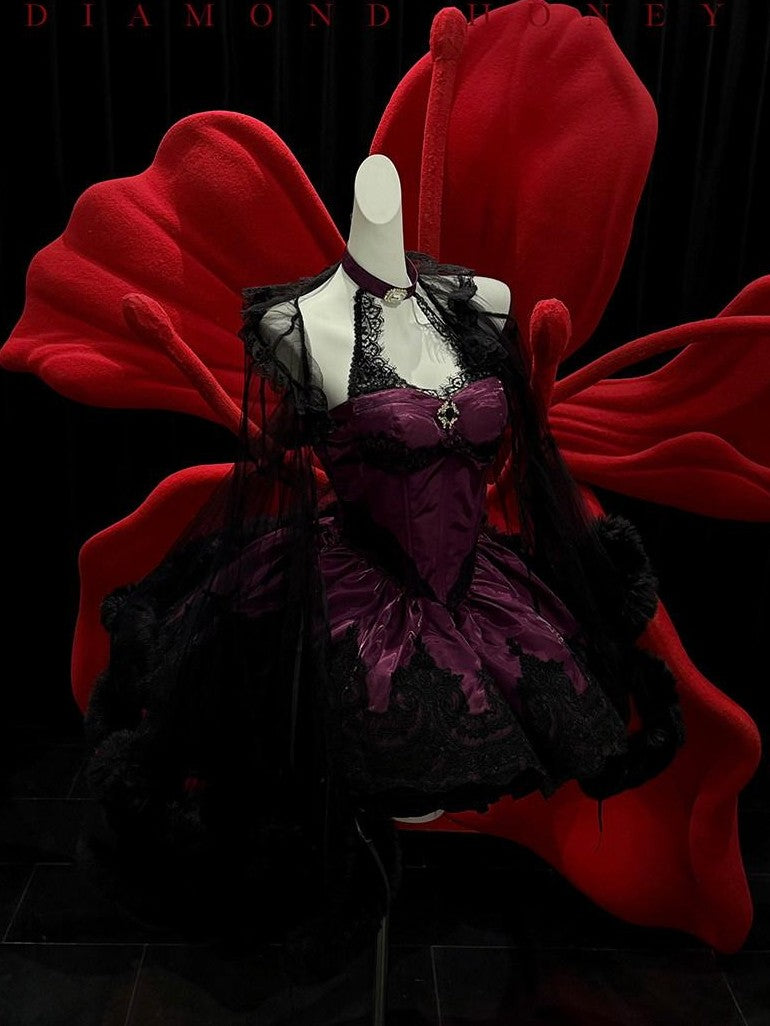 Diamond Sweetheart Red Lace Cat Embroidery Ballet Women's Other Fabric Jsk / Jumper Skirts