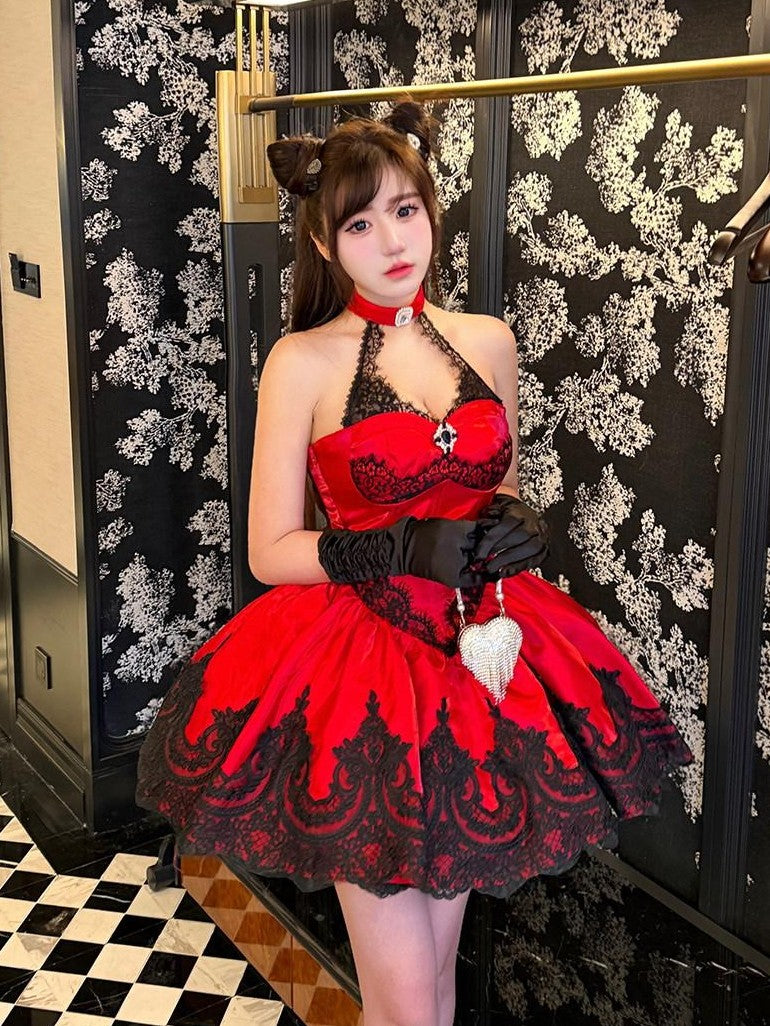 Diamond Sweetheart Red Lace Cat Embroidery Ballet Women's Other Fabric Jsk / Jumper Skirts