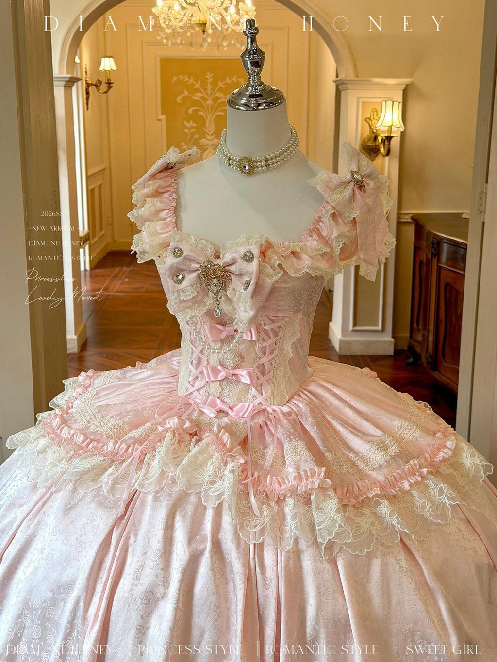 Diamond Sweetheart Romantic Engaged Ceremony Princess Women's Pink Jsk / Jumper Skirts