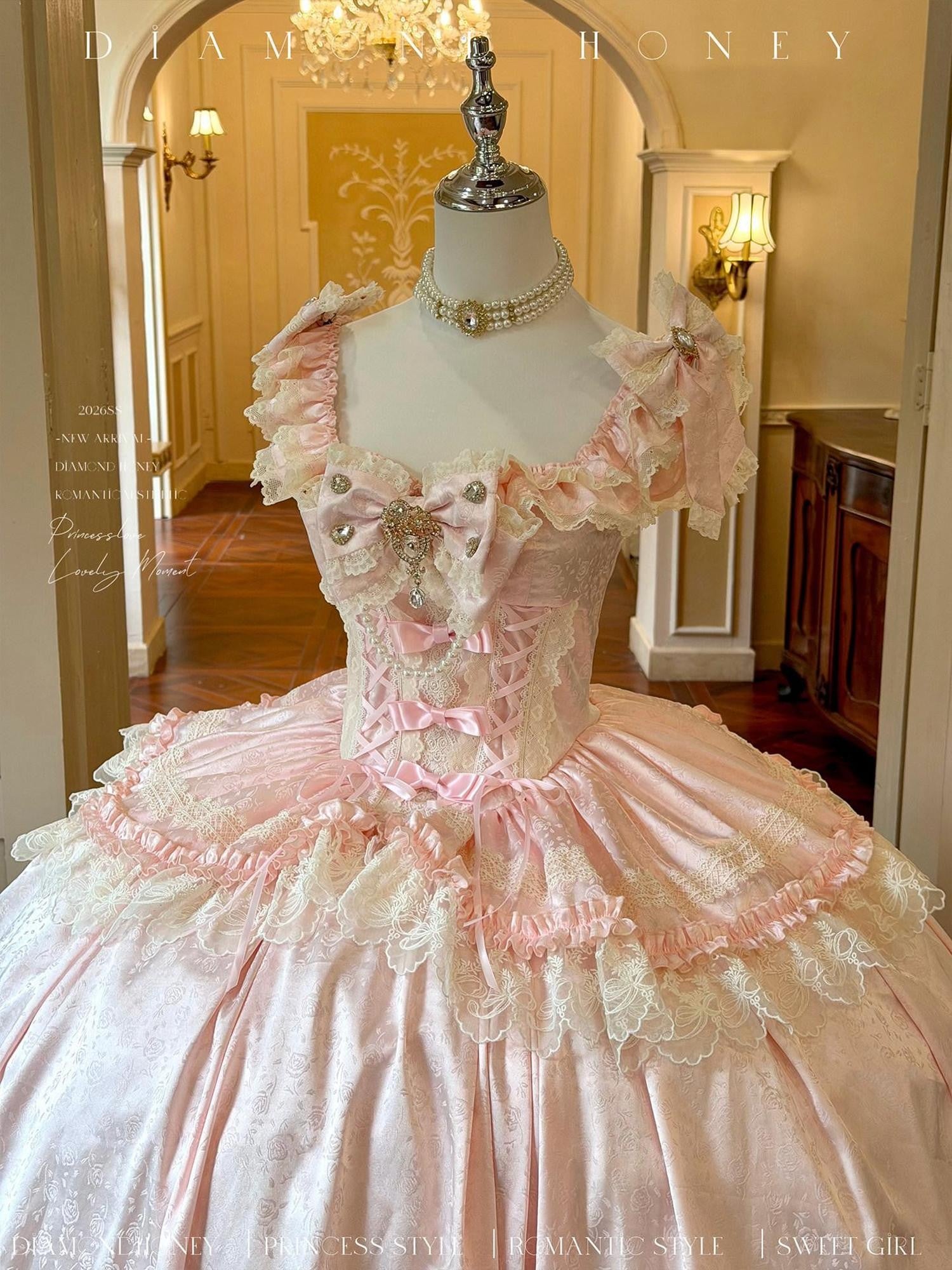 Diamond Sweetheart Romantic Engaged Ceremony Princess Women's Pink Jsk / Jumper Skirts