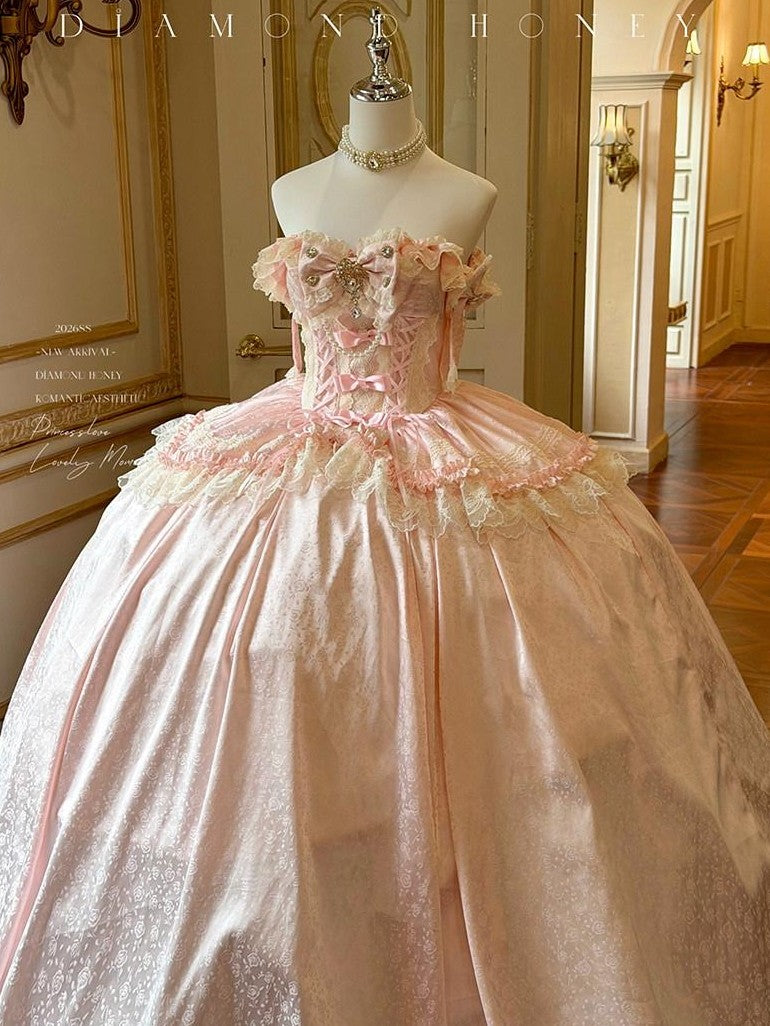 Diamond Sweetheart Romantic Engaged Ceremony Princess Women's Pink Jsk / Jumper Skirts