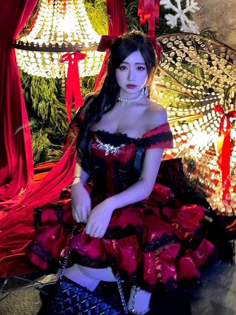 Diamond Sweetheart Romantic Red Lace Bow Train Slimming Women's Jsk / Jumper Skirts