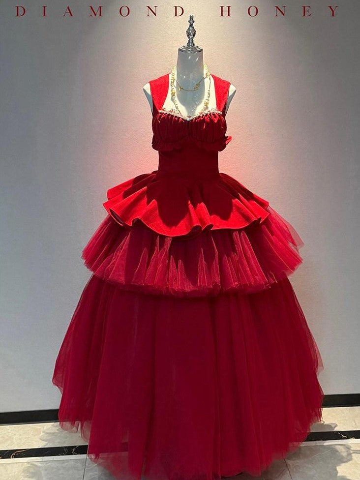 Diamond Sweetheart Romantic Rose Print Ballet Women's Tulle Jsk / Jumper Skirts