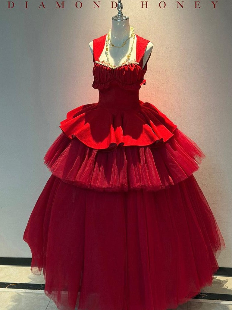 Diamond Sweetheart Romantic Rose Print Ballet Women's Tulle Jsk / Jumper Skirts