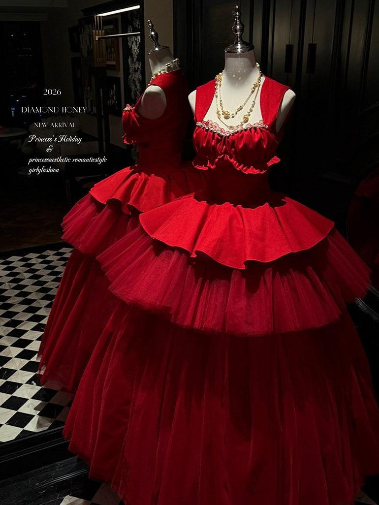 Diamond Sweetheart Romantic Rose Print Ballet Women's Tulle Jsk / Jumper Skirts