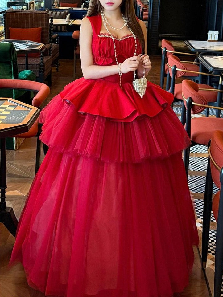 Diamond Sweetheart Romantic Rose Print Ballet Women's Tulle Jsk / Jumper Skirts