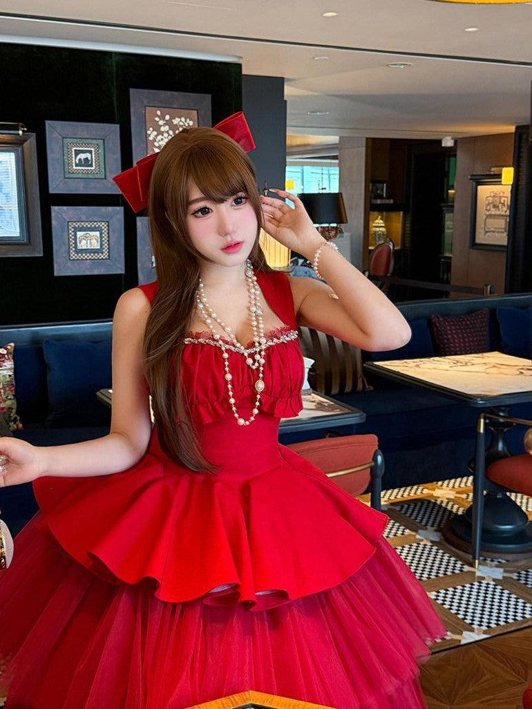 Diamond Sweetheart Romantic Rose Print Ballet Women's Tulle Jsk / Jumper Skirts