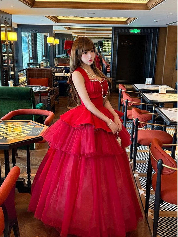 Diamond Sweetheart Romantic Rose Print Ballet Women's Tulle Jsk / Jumper Skirts