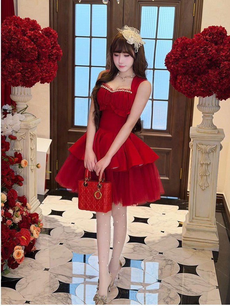 Diamond Sweetheart Romantic Rose Print Ballet Women's Tulle Jsk / Jumper Skirts