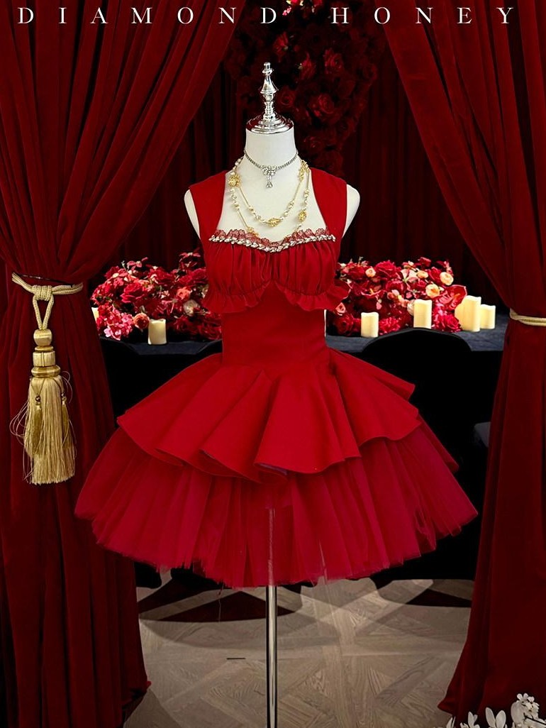 Diamond Sweetheart Romantic Rose Print Ballet Women's Tulle Jsk / Jumper Skirts