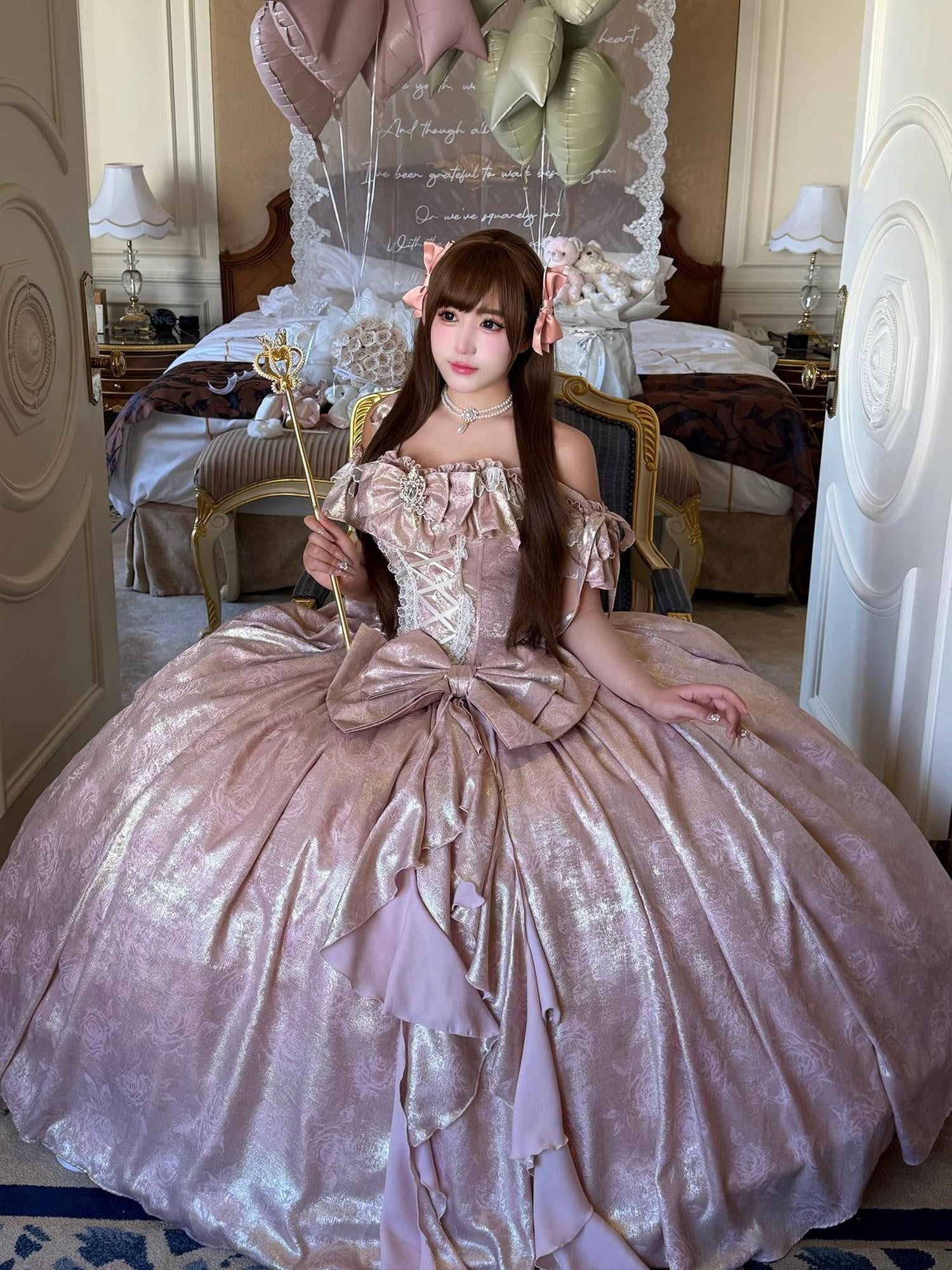 Diamond Sweetheart Rose Pink Velvet Women's Elegant Slim French Long Jsk / Jumper Skirts
