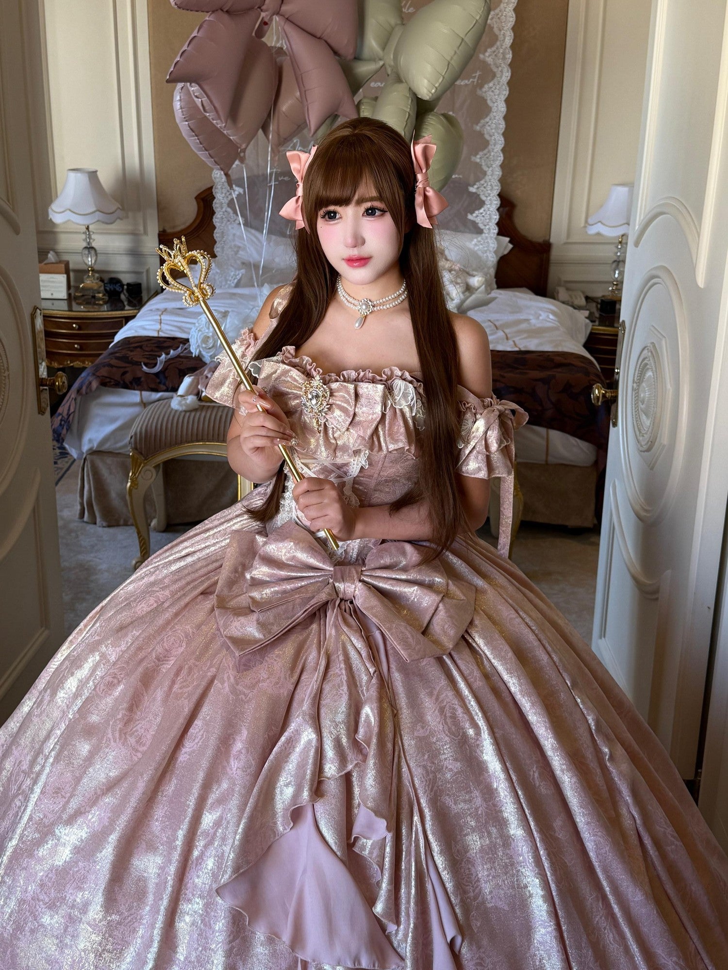 Diamond Sweetheart Rose Pink Velvet Women's Elegant Slim French Long Jsk / Jumper Skirts