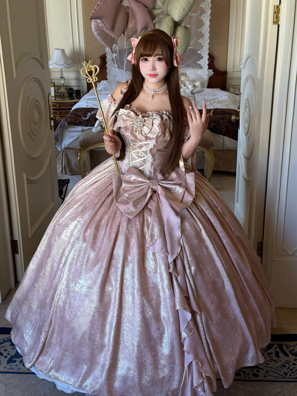 Diamond Sweetheart Rose Pink Velvet Women's Elegant Slim French Long Jsk / Jumper Skirts