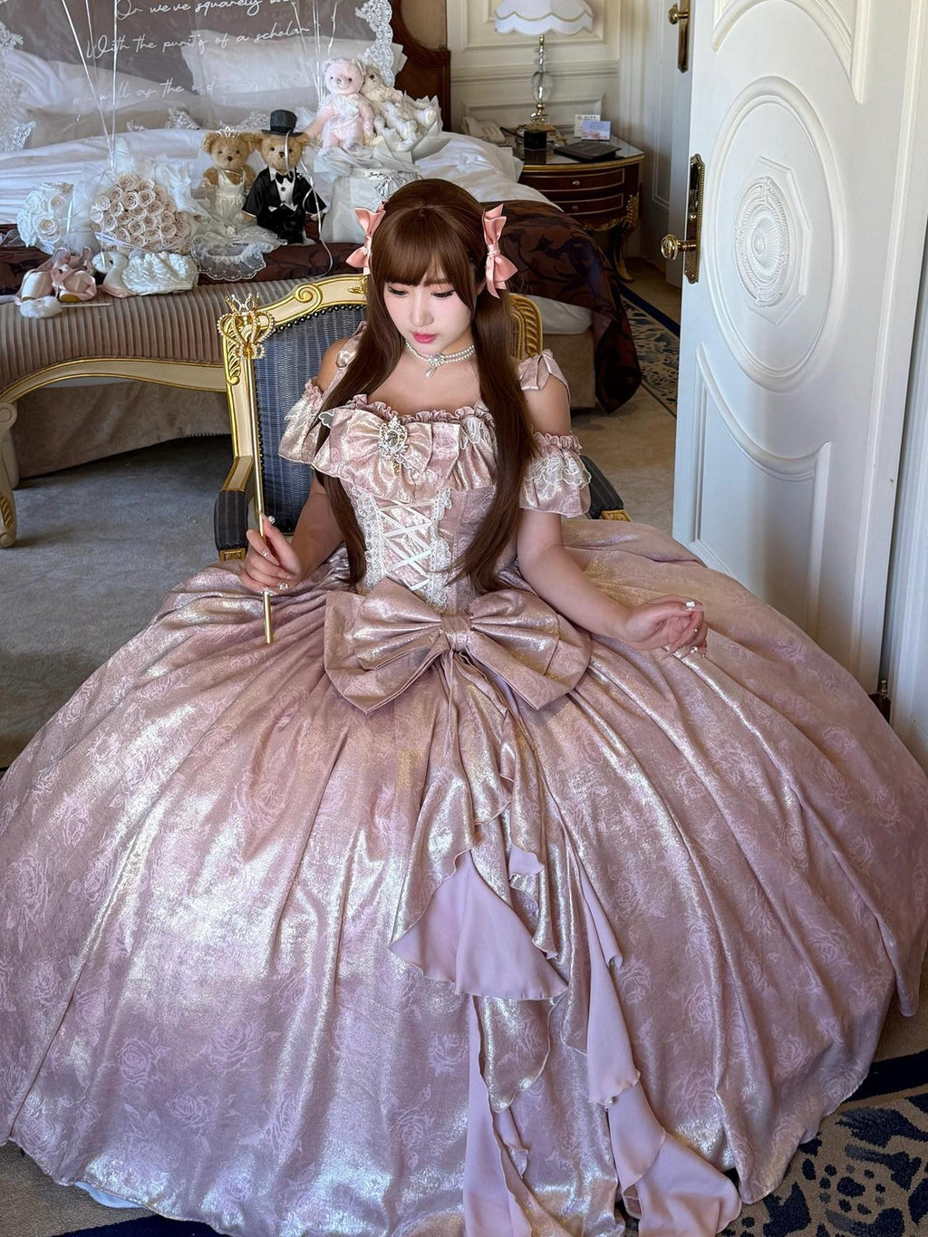 Diamond Sweetheart Rose Pink Velvet Women's Elegant Slim French Long Jsk / Jumper Skirts