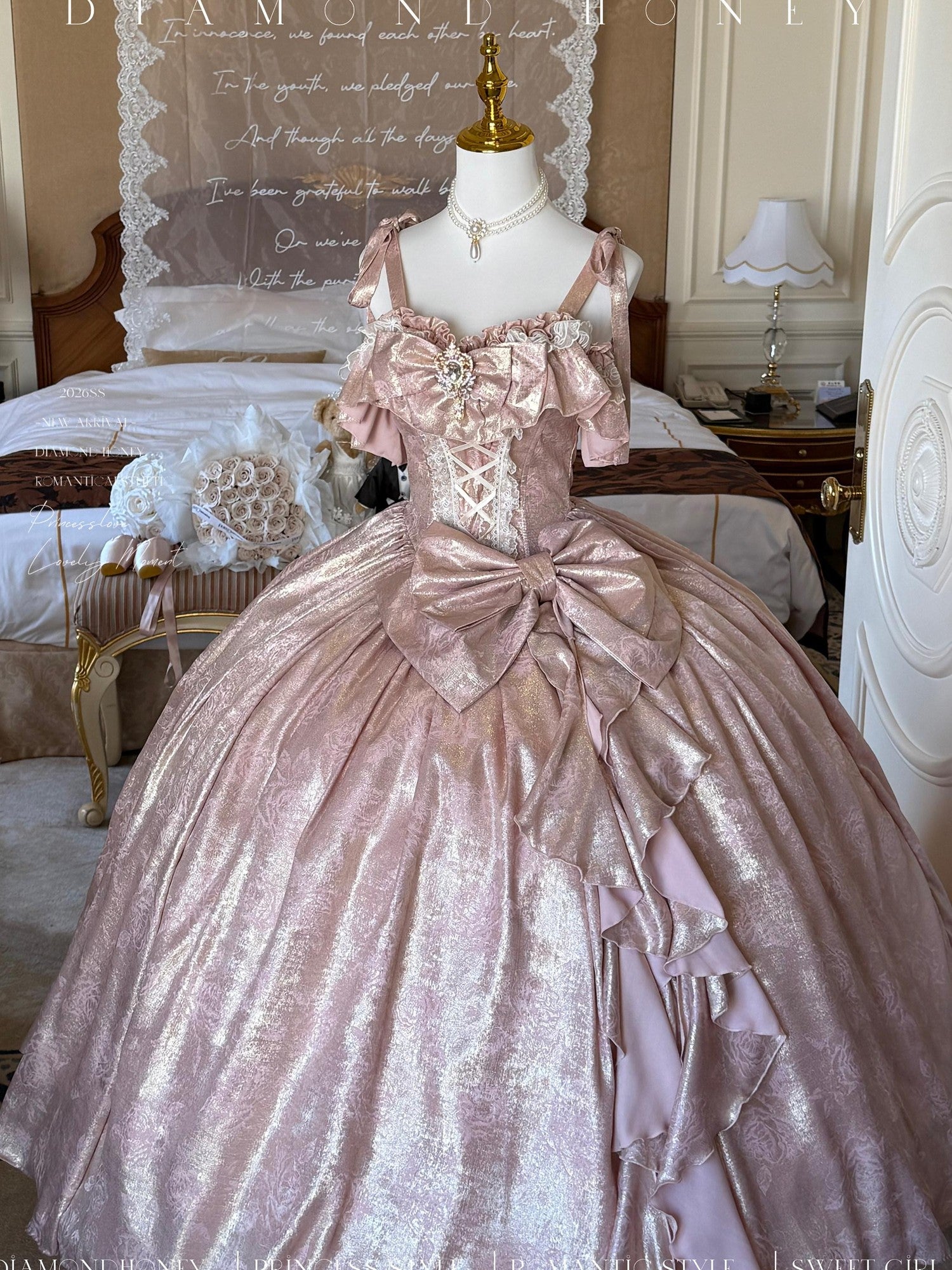 Diamond Sweetheart Rose Pink Velvet Women's Elegant Slim French Long Jsk / Jumper Skirts