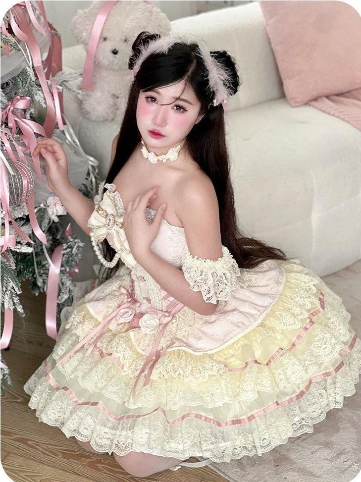 Diamond Sweetheart Slimming Romantic Birthday Pink Women's Other Material Jsk / Jumper Skirts