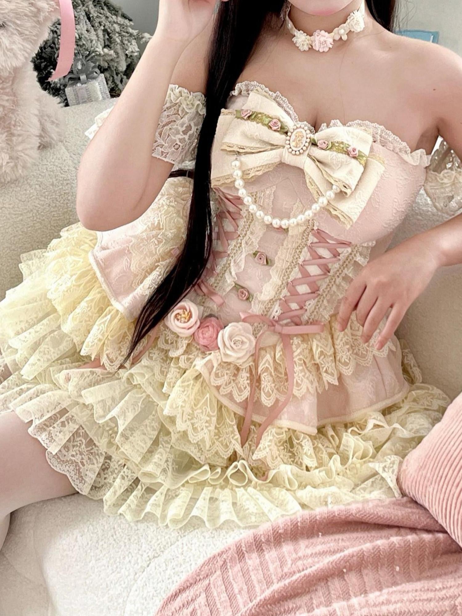 Diamond Sweetheart Slimming Romantic Birthday Pink Women's Other Material Jsk / Jumper Skirts