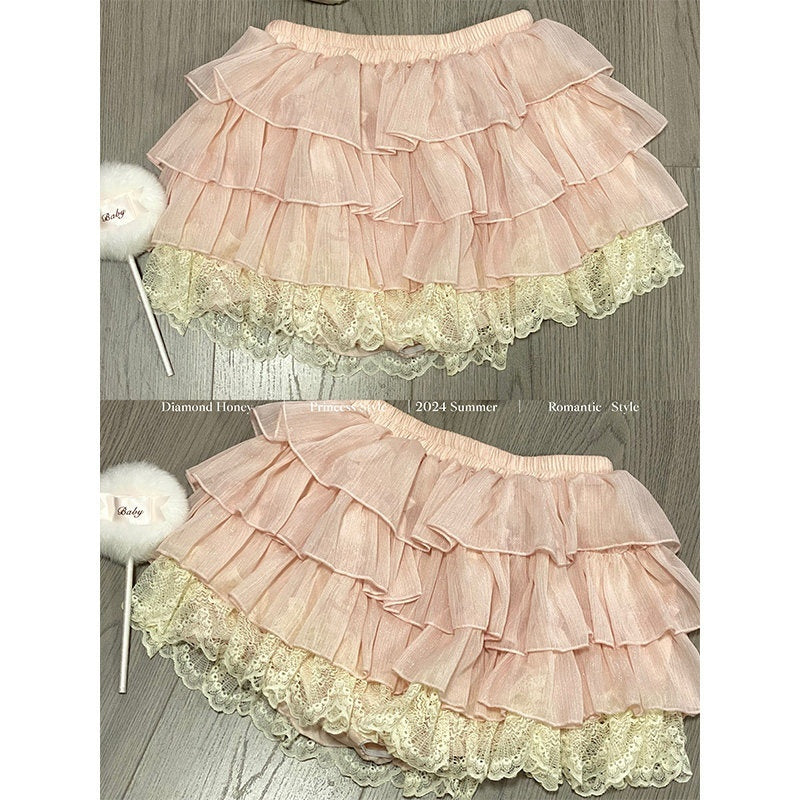 Diamond_Sweetheart_Vintage_Ballet_Pink_Romantic_Bow_Lace_Doll_Women's_Lace_Skirt_Sets_811200963419_MISSTT