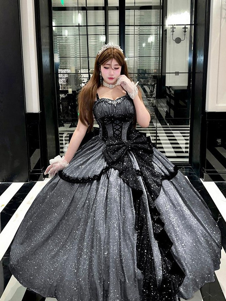 Diamond Sweetheart Voluminous Flared Skirt Back Bow Women's Long Jsk / Jumper Skirts
