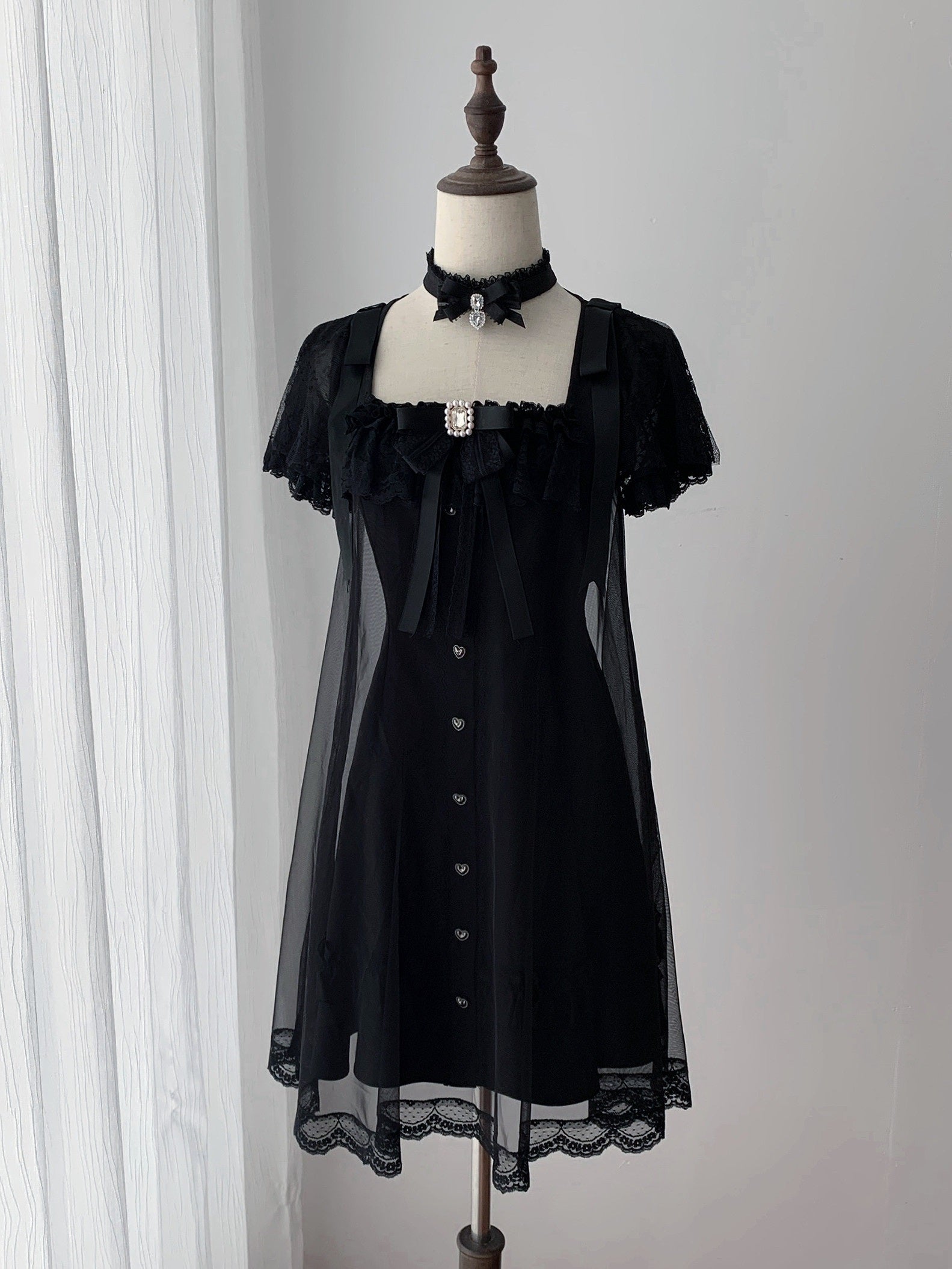 Ekomi_Black_Gothic_Square_Collar_Women's_A_Line_Lace_Short_Sleeve_Op_1055070395566_MISSTT