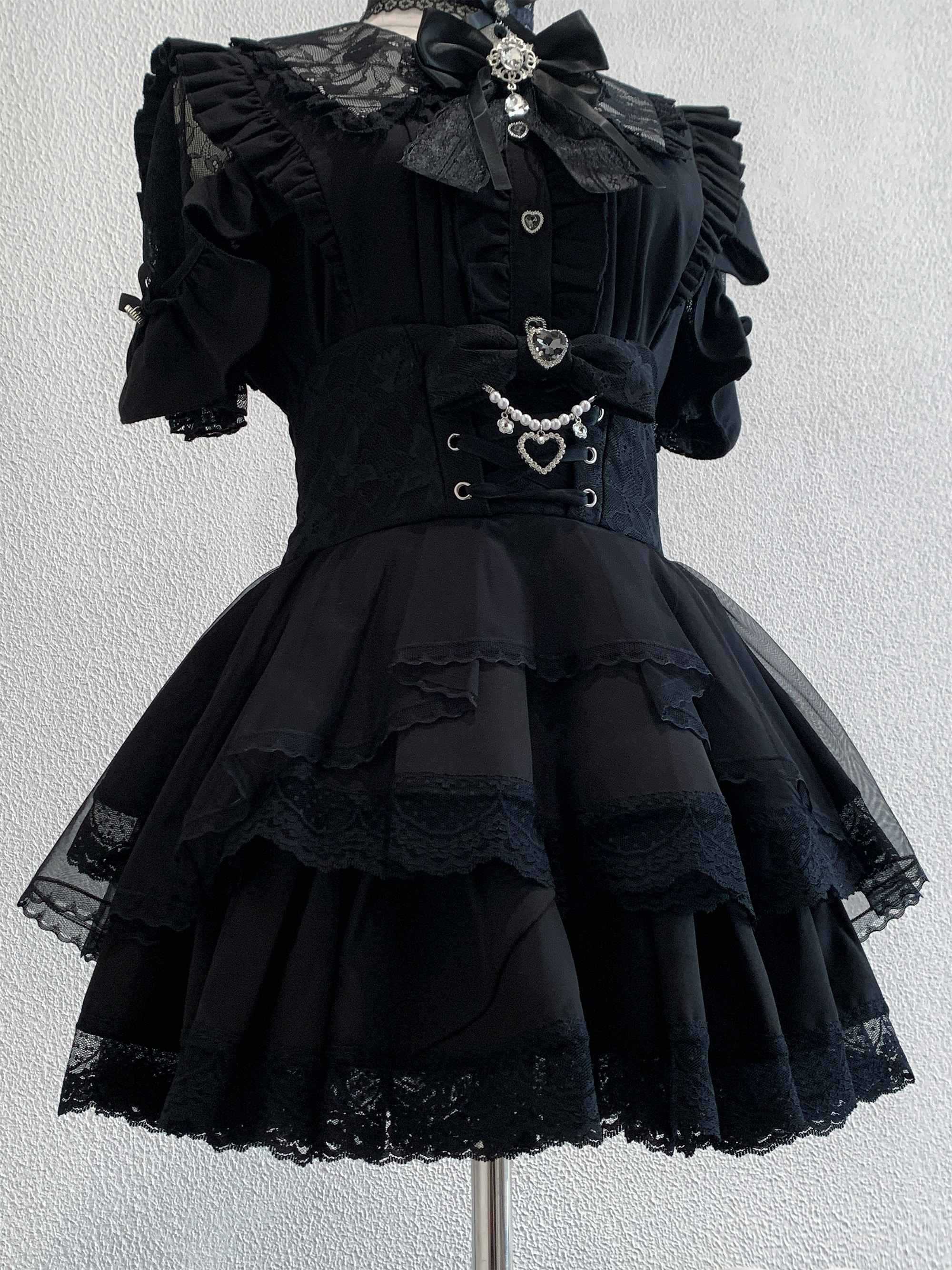 Ekomi_Black_Pink_Japanese_Subculture_Colorblock_Women's_Lace_Skirts_949654329412_MISSTT