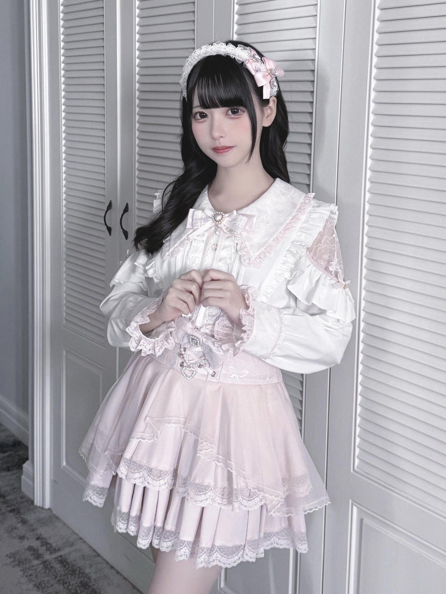 Ekomi Black Pink Japanese Subculture Colorblock Women's Lace Skirts