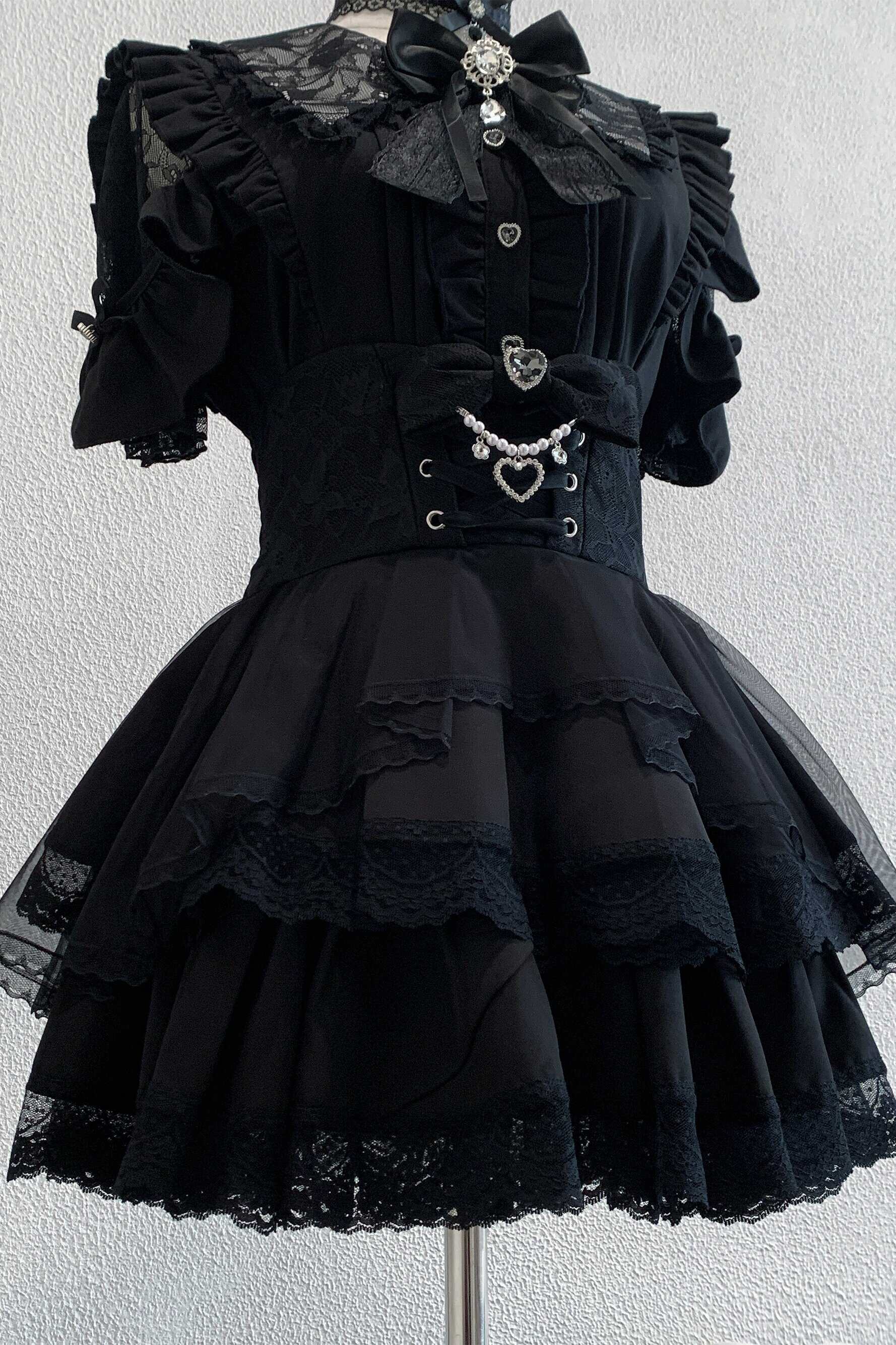 Ekomi_Black_Pink_Two_Tone_Japanese_Subculture_Dream_Romance_Women's_Lace_Skirts_980958326436_MISSTT