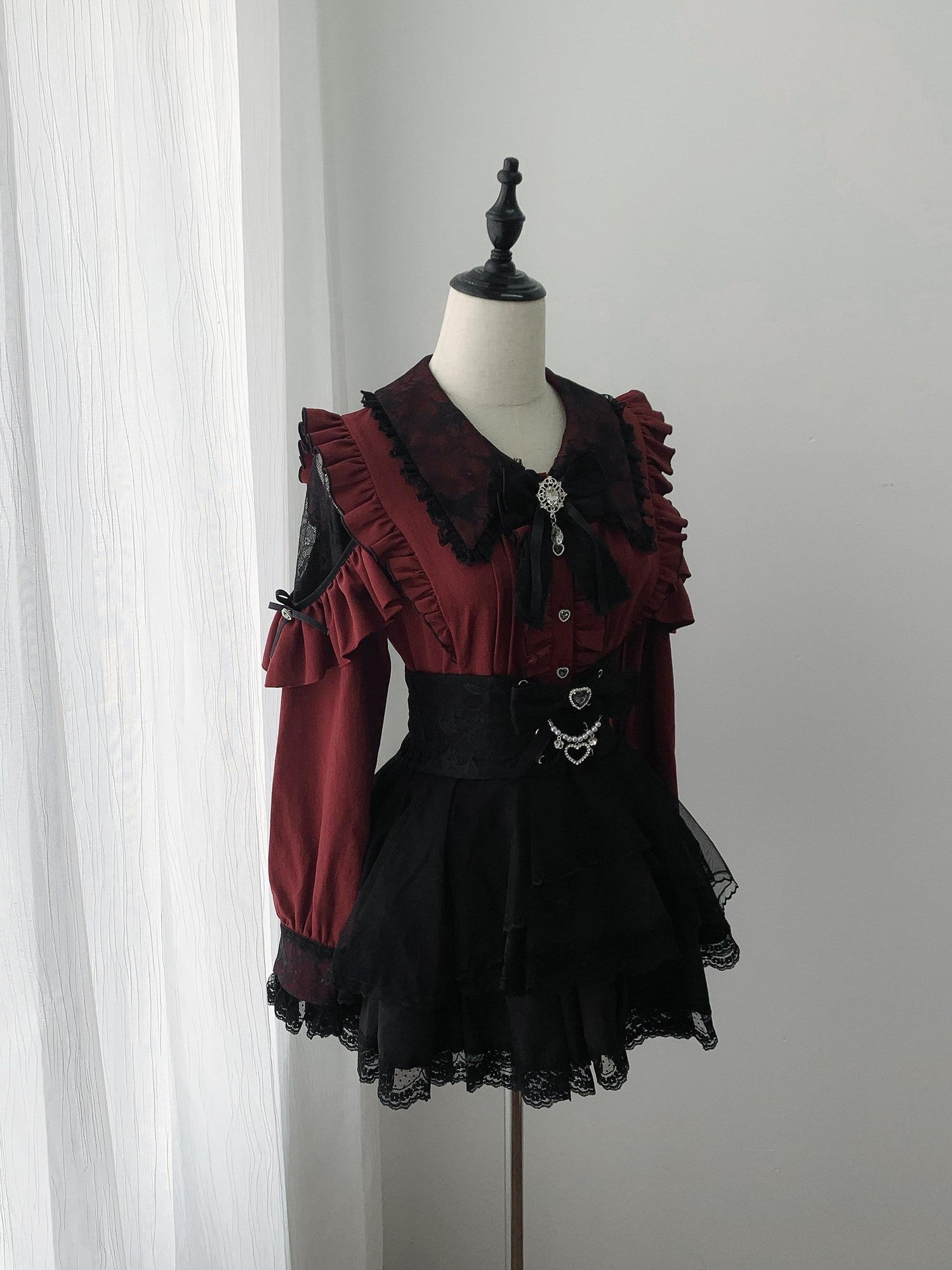 Ekomi Black Pink Two Tone Japanese Subculture Dream Romance Women's Lace Skirts