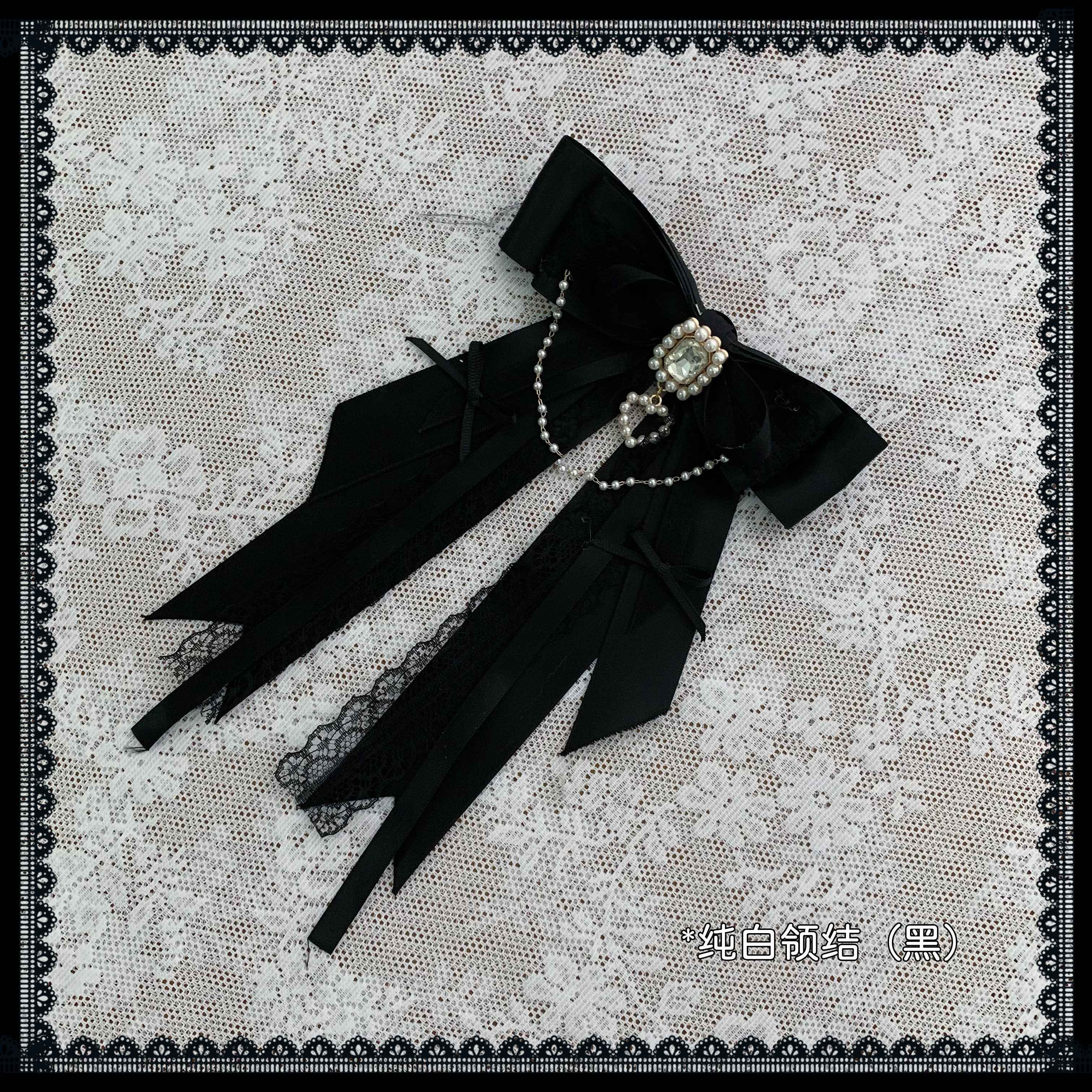 Ekomi_Black_White_Satin_Ribbon_Puff_Skirt_Bow_Round_Neck_Women's_Lace_Short_Sleeve_Op_1044811536195_MISSTT